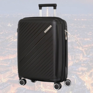 Практичен авио куфар с четири колелца, въртящи се нa 360 градуса, със заключане с шифър, полипропилен - BLACK 2333 20 инча